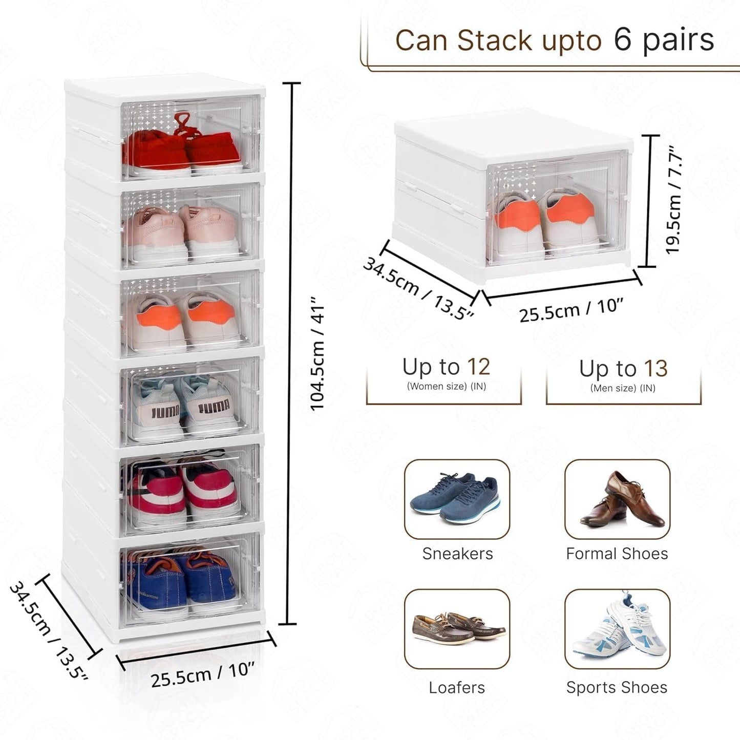 Plastic Stackable Cabinet Foldable Shoe Rack Container Transparent Shoe Sneaker Box (Shoe Rack, 4 Layer)