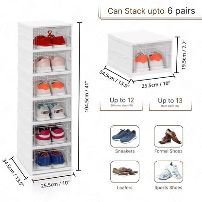 Plastic Stackable Cabinet Foldable Shoe Rack Container Transparent Shoe Sneaker Box (Shoe Rack, 4 Layer)