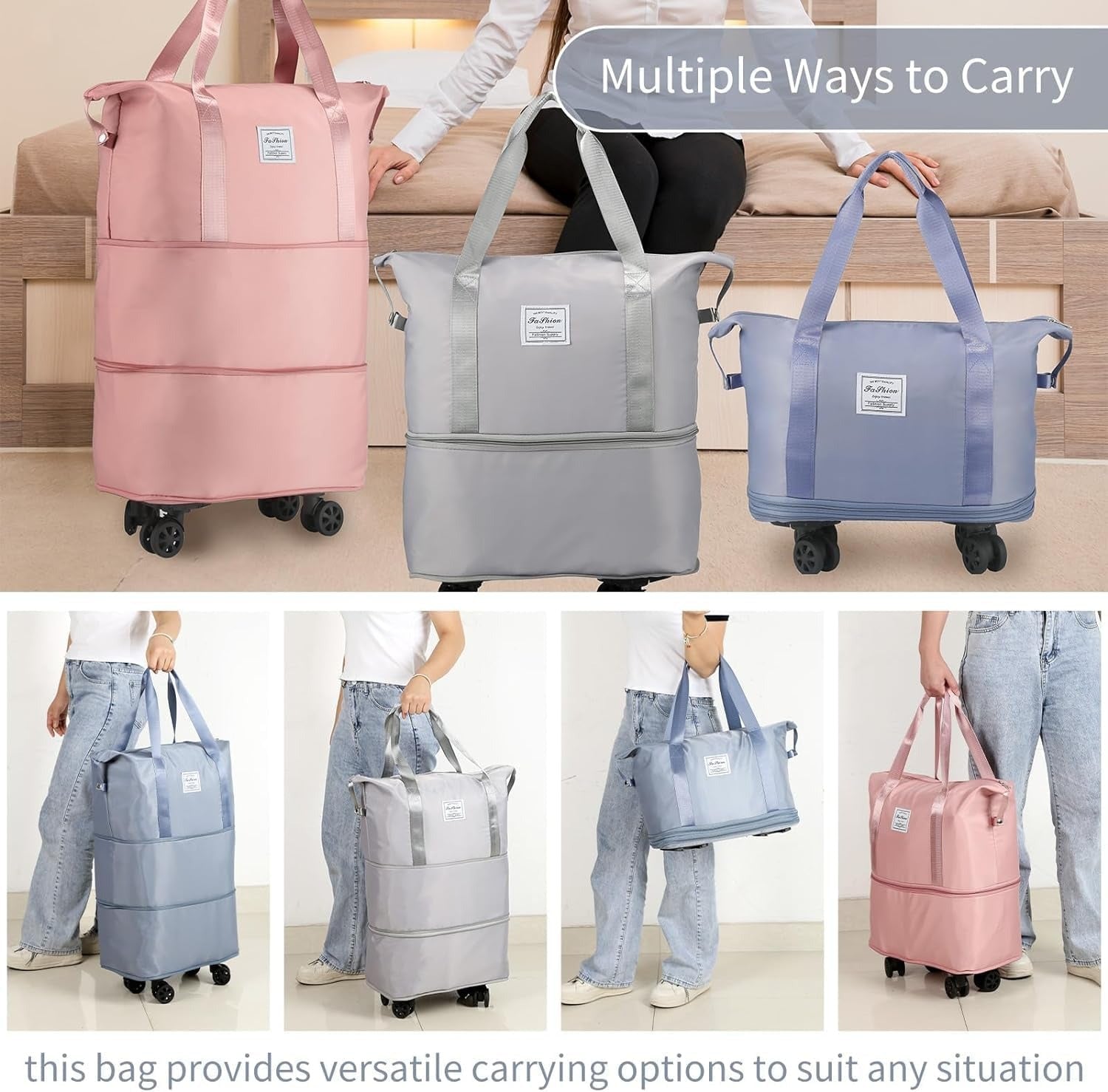 Rolling Duffle Bag with Wheels Travel Bag