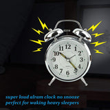 Twin Bell Metal Frame Alarm Clock Silver