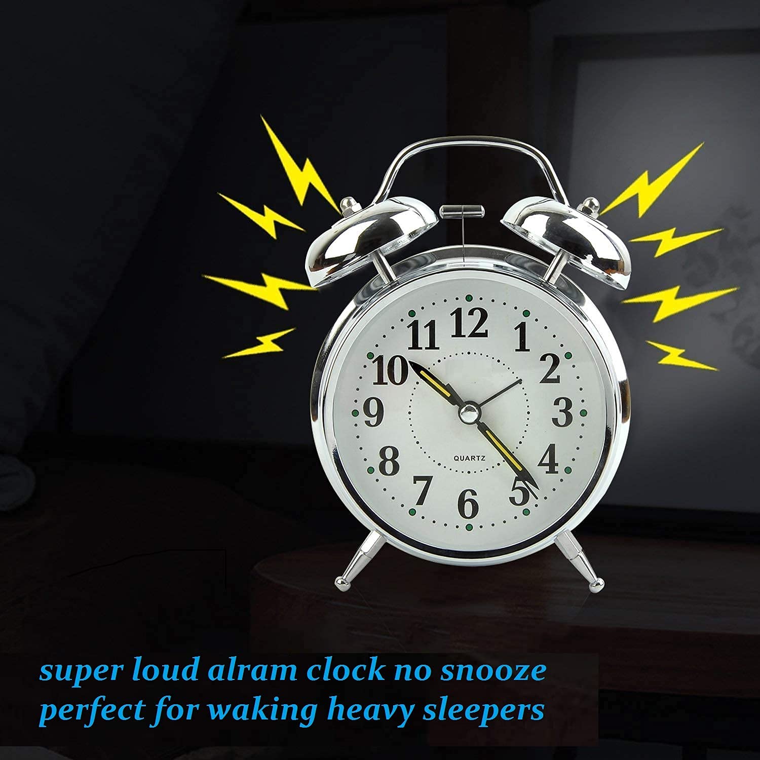 Twin Bell Metal Frame Alarm Clock Silver