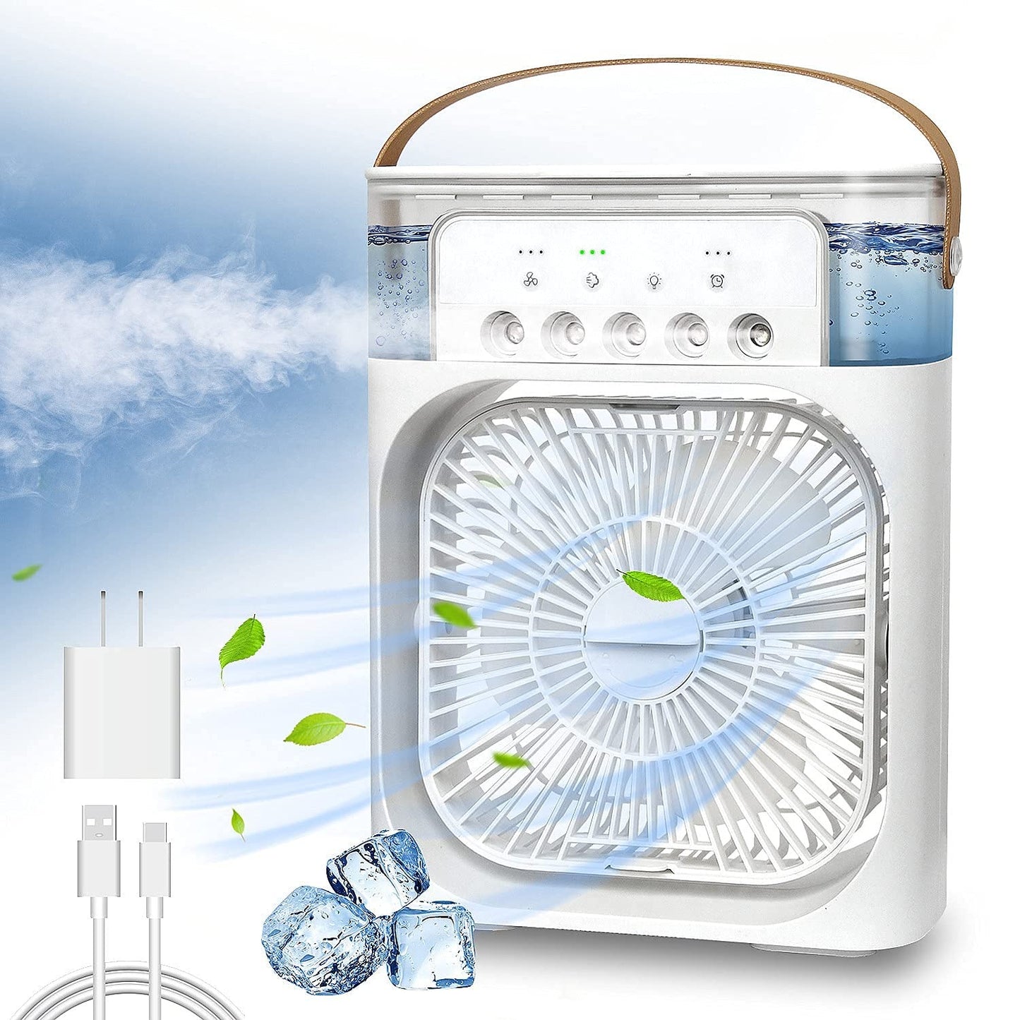 Portable Air Conditioner - Small Personal Air Cooler Quiet Ac Portable Mini Computer Cooling Fan Usb Powered 1/2/3H Timer, 3 Speed