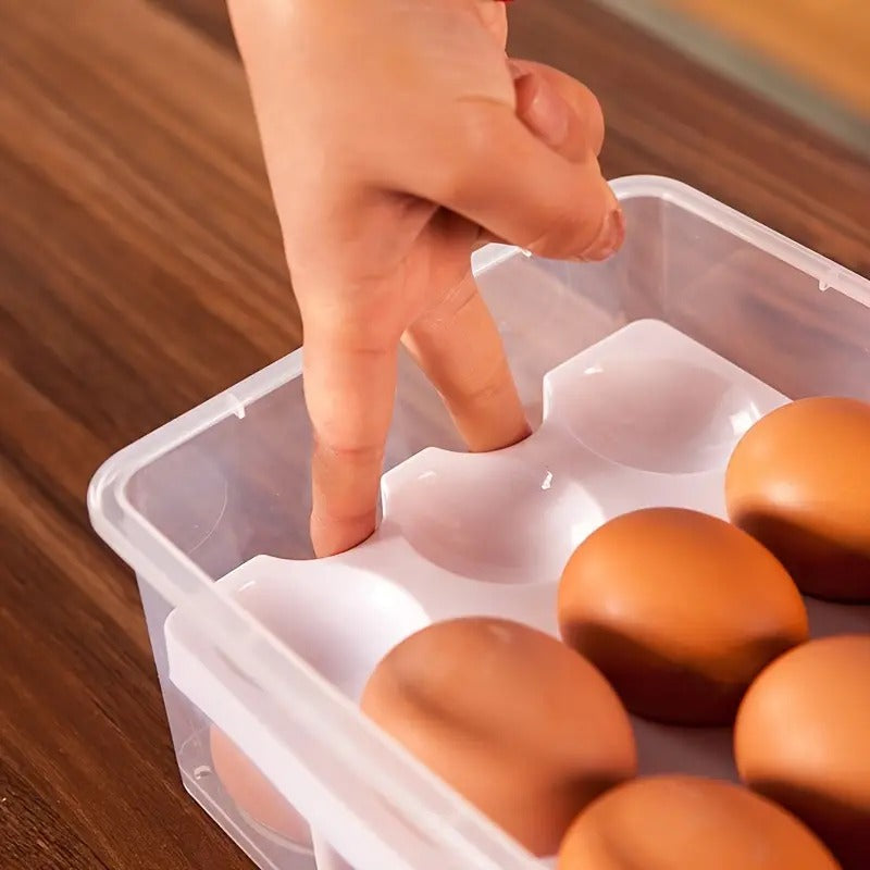 24 Grid Square Egg Storage Box - Egg Refrigerator Storage Tray Abs Plastic Egg Storage Containers For Fridge And Kitchen Egg Storage Bins Basket With Carry Holder