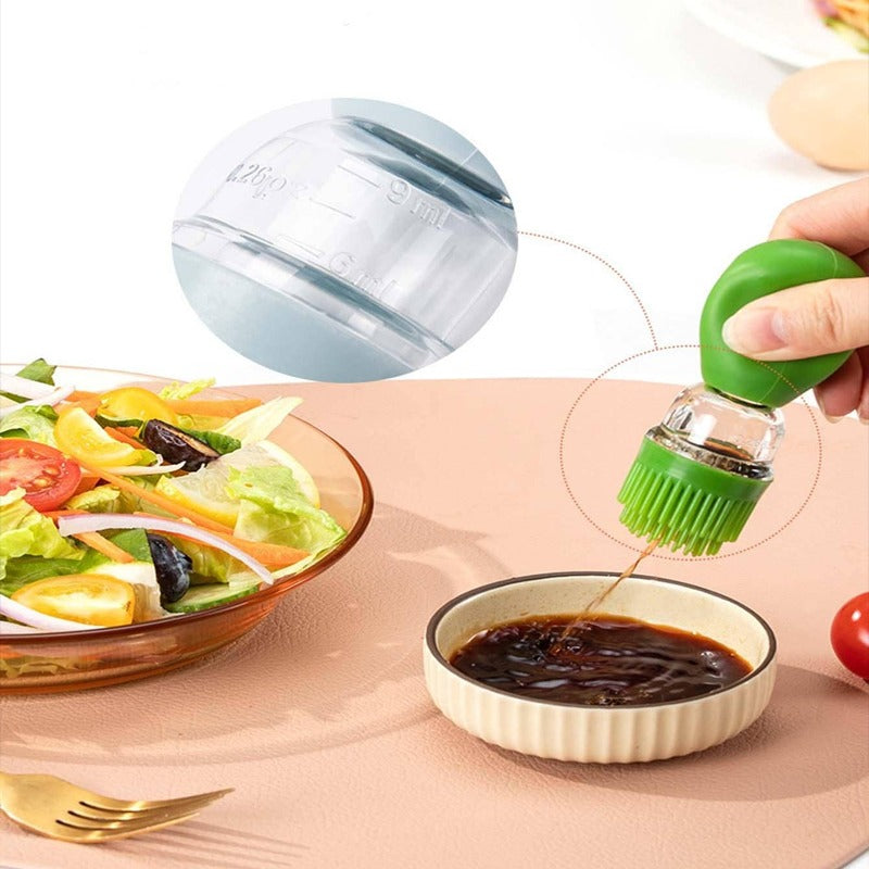 Glass Olive Oil Bottle and Brush 2 in 1 Silicone Dropper Measuring Oil Dispenser Bottle Kitchen Cooking Baking BBQ Grill Vinegar Turkey Basting Pastry Brushes