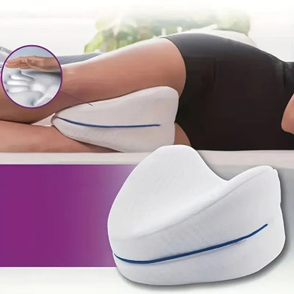 Orthopedic Pain Relief Leg Pillow Memory Foam Leg Pillow for Back Pain/Leg Pain/Pregnancy/Knee Support with Washable Cover - White