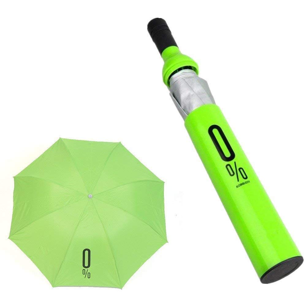 Wine Bottle Umbrella, Compact Double Layer Portable Travel Umbrella with Plastic Case, Manual Open Close Folding Design