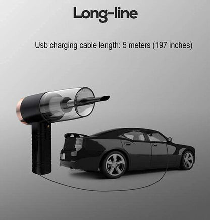 Portable High Power 2 in 1 Car Vacuum Cleaner | USB Rechargeable Wireless Handheld Car Vacuum Cleaner Traveling, Camping Reusable and Sustainable (2 in 1 Vacuum Cleaner), HEPA Filter, Black