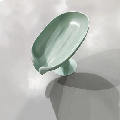 Leaf-Shape Self Draining Soap Dish Holder | with Suction Cup Soap Dish | Plastic Soap Case