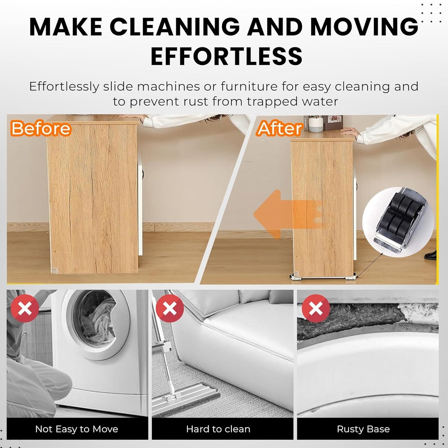 Heavy Load Furniture Lifter Mover Tool Set - Moving Roller Wheel Set Easy and Safe Shifting Slider Tools