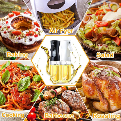 Oil Sprayer for Cooking - 210ml Oil Dispenser Bottle Spray Mister - Portable Refillable Food Grade Oil Vinegar Spritzer Sprayer Bottles for Kitchen, Air Fryer, Salad, Baking, Grilling, Frying