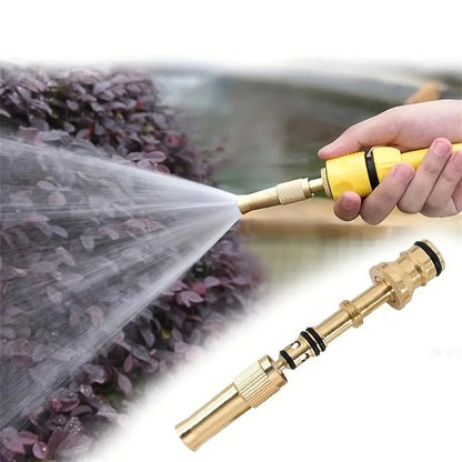 Brass Water Spray Nozzle Suitable for 1/2" Hose Pipe Adjustable Brass Spray Nozzle Water Pressure Booster Brass Nozzle Water Spray Gun for Car Wash & Gardening Water Pressure Nozzle