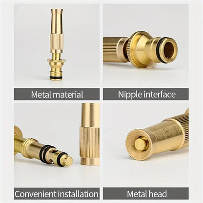 Brass Water Spray Nozzle Suitable for 1/2" Hose Pipe Adjustable Brass Spray Nozzle Water Pressure Booster Brass Nozzle Water Spray Gun for Car Wash & Gardening Water Pressure Nozzle