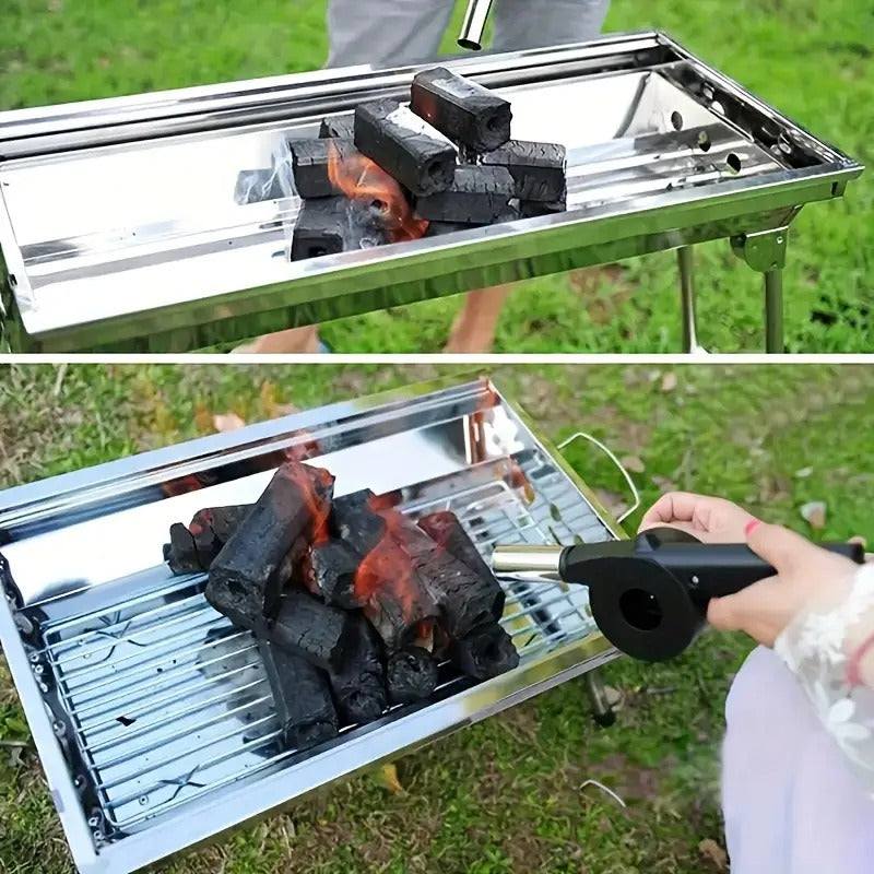 Outdoor Cooking Hand Crank Powered Barbecue BBQ Fan Air Blower,Manual Handy Mini Barbecue Air Blower Fan for BBQ Grill Foods