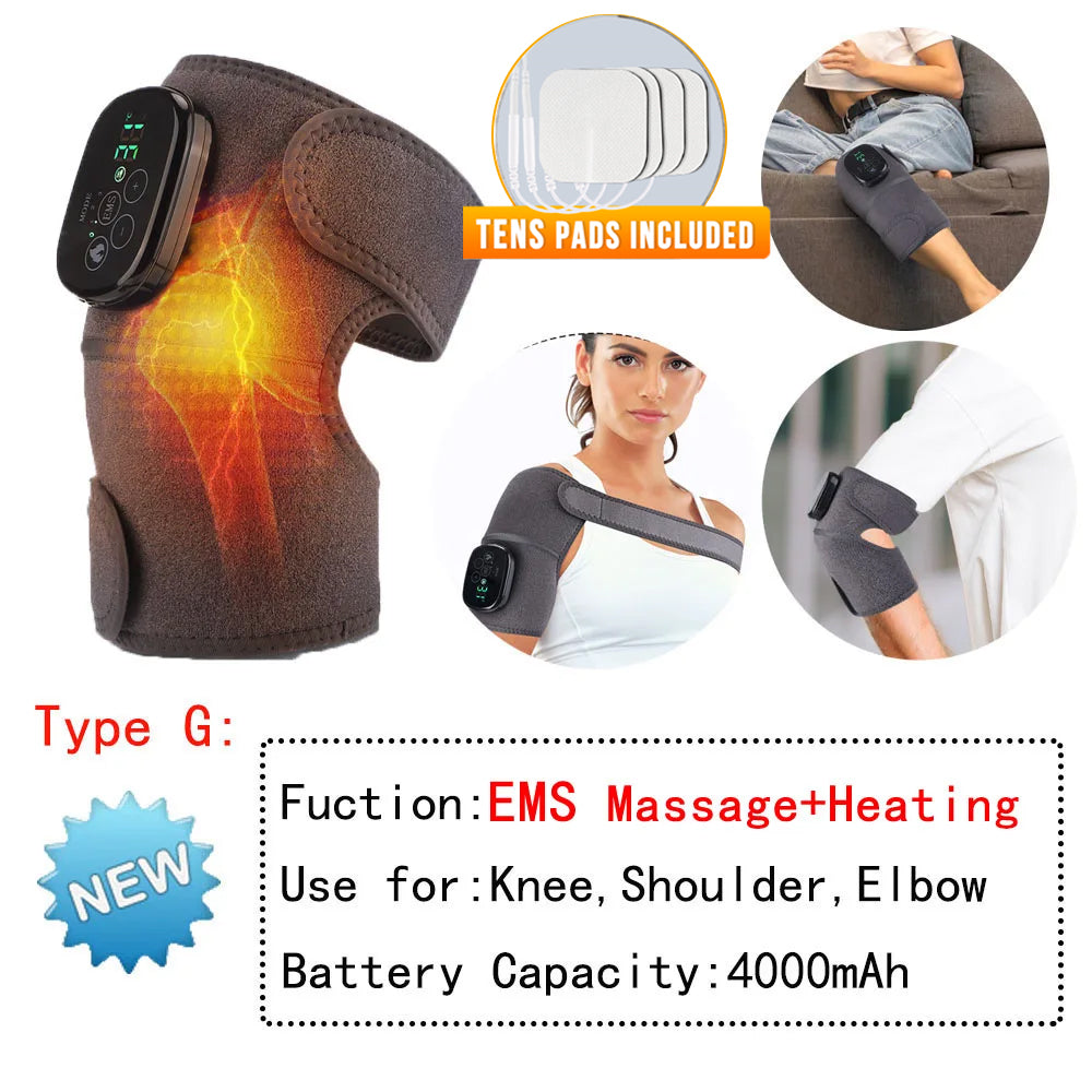 Knee Massager For Joint Pain Relief Machine,Electric Cordless Knee Heating Pad Therapy Vibration For Arthritis, Joints Pain Relief For Men/Women