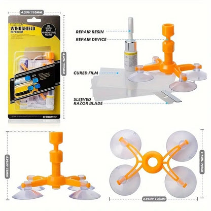 Windshield Repair Kit, Car Windshield Crack Repair Kit Glass Repair Kit for Repairing Auto Glasses Windshield/Cracks/Chip/Bulls-Eye/Spider Web/Star-Shaped/Half-Moon