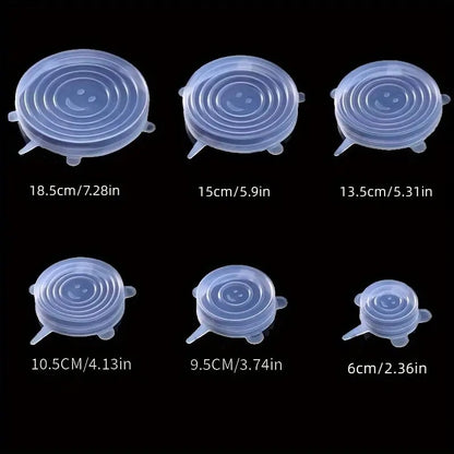 Silicone Stretch Lids, Multi Size Reusable Silicone Lids Food And Bowl Covers, Dishwasher And Freezer Safe