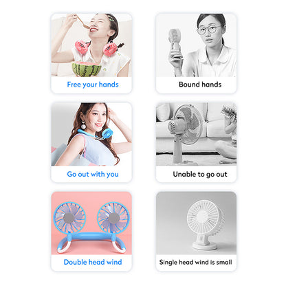 Neck Fan,Portable Neck Fans Rechargeable Personal Fans For Your Neck Wearable Fan Neck Air Conditioner Cooling Neck Fan With 360 Degree Rotation 2000mAh For Travel Sports