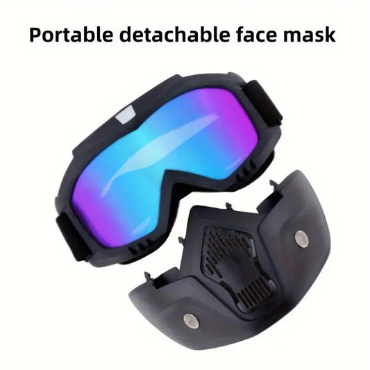 Goggle Mask Anti Scratch UV Protective Open Face & Eyewear Windproof Dirt Shield Adjustable Strap Soft Foam Padded Detachable for Cycling Bike Off Road Racing Riding Unisex