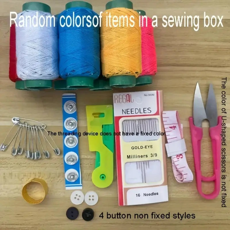 Portable Travel Sewing Kits Box with Color Needle Threads Scissor pin Hand Work Sewing Box Handwork Sewing Accessories