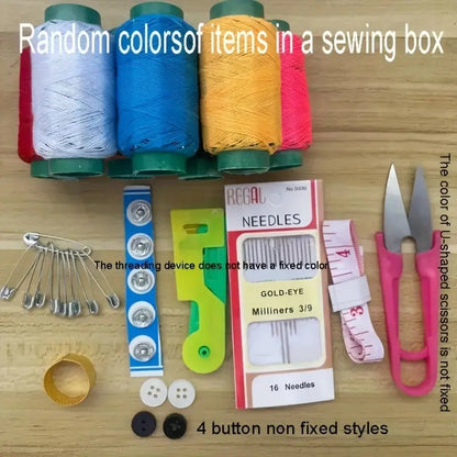 Portable Travel Sewing Kits Box with Color Needle Threads Scissor pin Hand Work Sewing Box Handwork Sewing Accessories