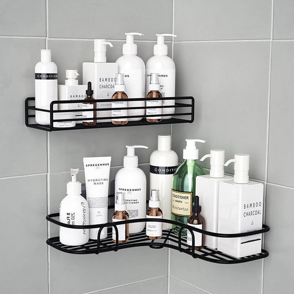 Self Adhesive Corner Shelf for Bathroom/Adhesive Shelf for Kitchen with Magic Sticker/Bathroom Organizer Without Drill