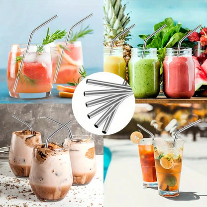 Stainless Steel Reusable SS 304 Food Grade Beverage Drinking Straws with Straw Cleaning Brush