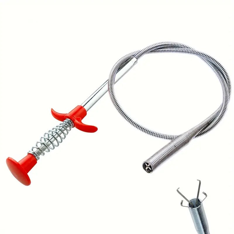 Drain Pipe Cleaning Spring Stick Hair Catching Claw Wire Sink Sewer Clog Dredge Remover Basin Cleaner Flexible Grabber Pickup Tool Retractable Cable for Kitchen Bathroom Toilet