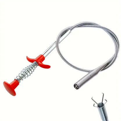 Drain Pipe Cleaning Spring Stick Hair Catching Claw Wire Sink Sewer Clog Dredge Remover Basin Cleaner Flexible Grabber Pickup Tool Retractable Cable for Kitchen Bathroom Toilet