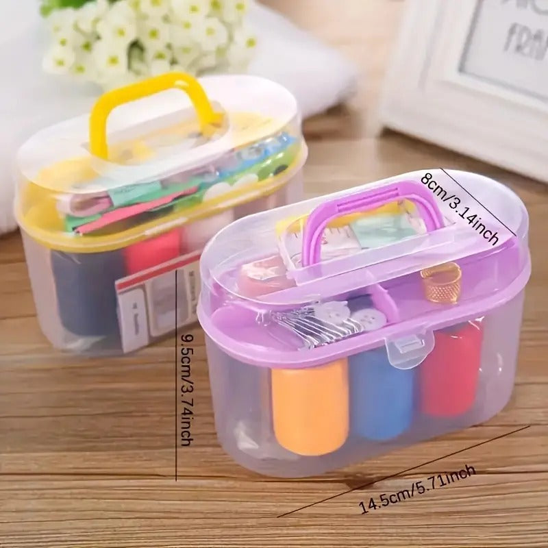 Portable Travel Sewing Kits Box with Color Needle Threads Scissor pin Hand Work Sewing Box Handwork Sewing Accessories