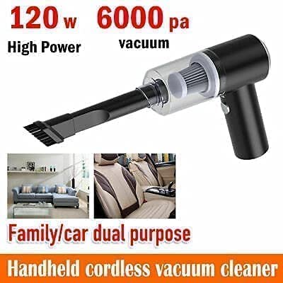 Portable High Power 2 in 1 Car Vacuum Cleaner | USB Rechargeable Wireless Handheld Car Vacuum Cleaner Traveling, Camping Reusable and Sustainable (2 in 1 Vacuum Cleaner), HEPA Filter, Black