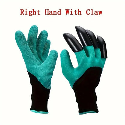 Heavy Duty Garden Farming Gloves Washable with Right Hand Fingertips ABS Claws for Digging and Gardening (Free Size, Green)