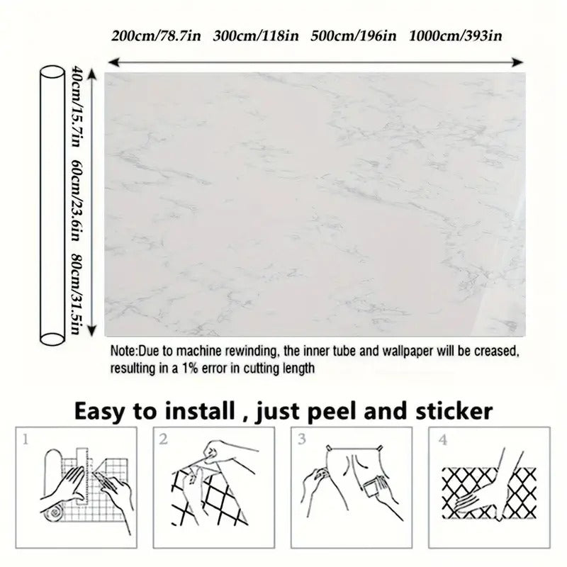 White Marble Sticker Waterproof  (60200)
