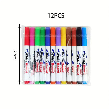 11 Or 12Pcs Multicolor Magical Floating Ink Marker Medium Pen, Magical Water Painting Pen Come With 1No. Ceramic Spoon, Best Gift Magical Floating Marker Pen For Kids