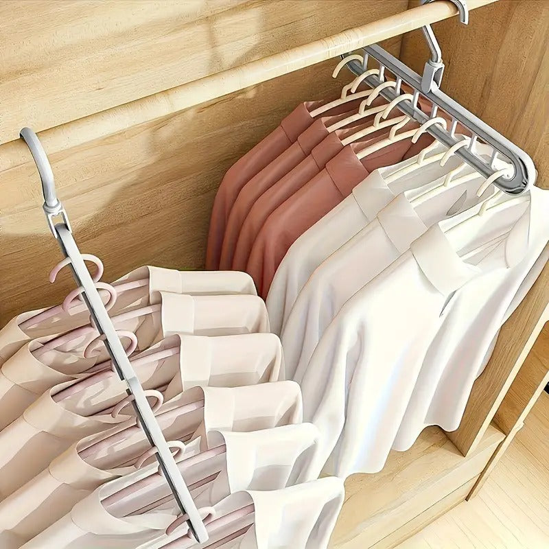 Wardrobe Space Saver Folding Cloth Hanger Multifunctional Double Hanger for 360 Degrees Rotatable Hook Coat Hangers Folding Clothes Hanger