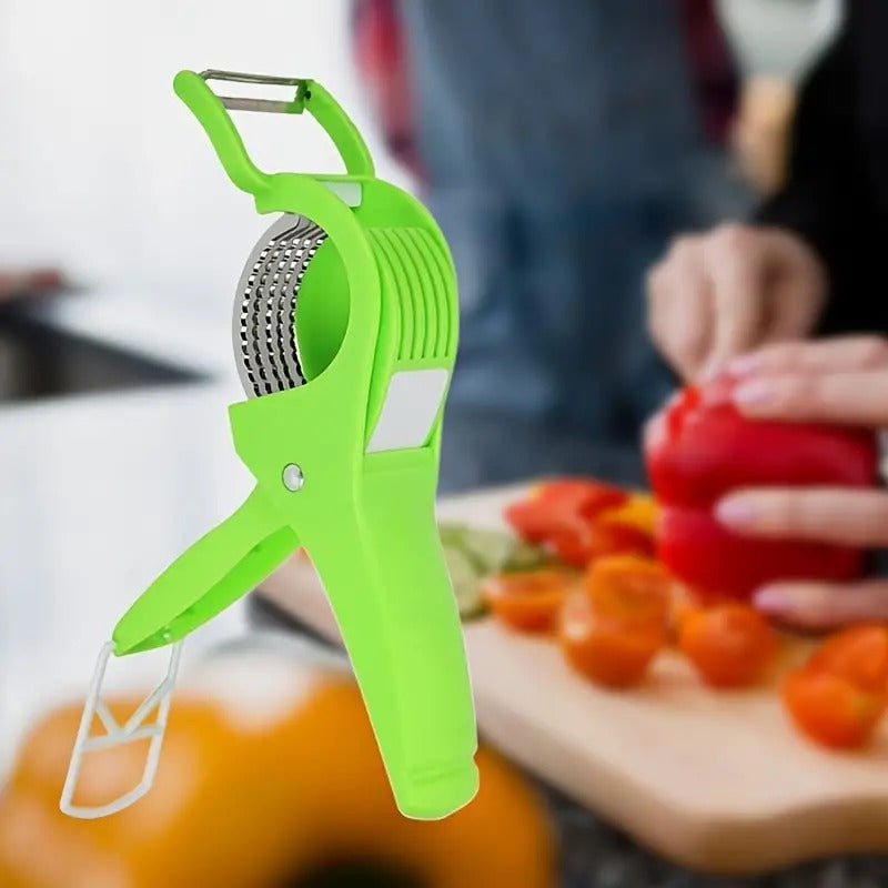 Plastic 2 in 1 Vegetable & Fruit Multi Cutter & Peeler,Veg Cutter Sharp Stainless Steel 5 Blade Vegetable Cutter with Peeler