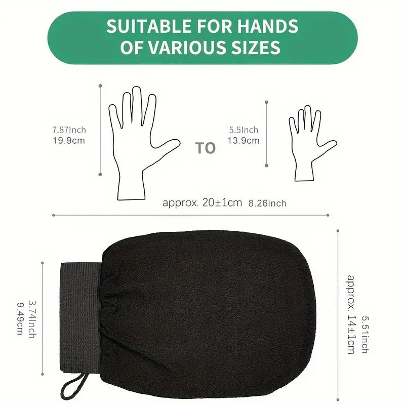 Exfoliating bath Glove For Dead Skin Body | Scrub Glove For Dead Skin Black| Gentle on the Skin | Improves circulation stimulates | Unisex | Easy to Use| (black)