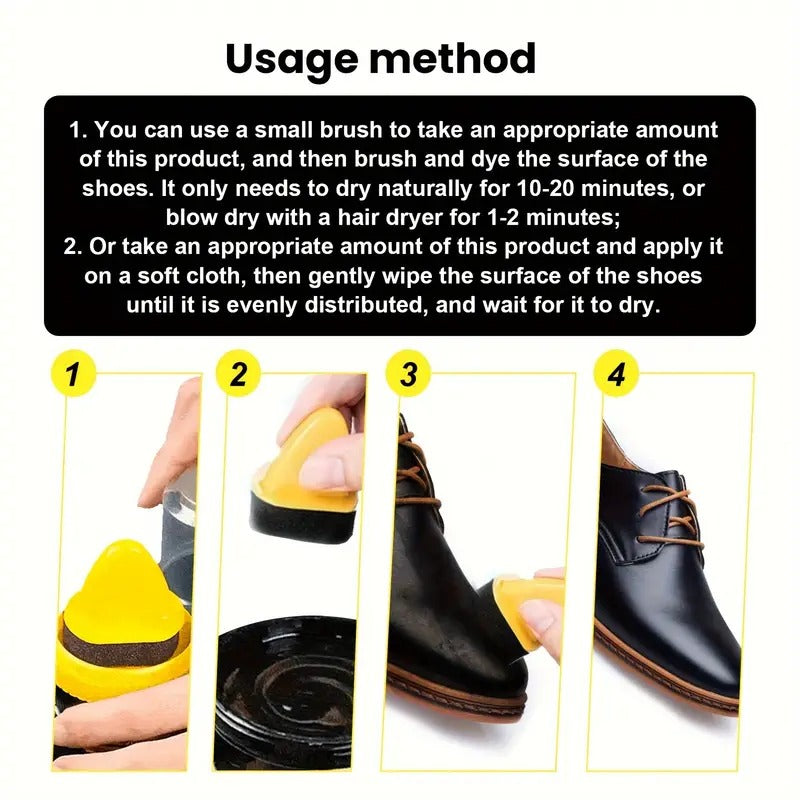 Leather Repair Cream Liquid Shoe Polish, Liquid Shoe Shine, Natural Cream Leather Shoe Polish, Protects Leather from Scuffs and Scratches, Shoe Care Shoe Cream with Sponge Applicator (Black)