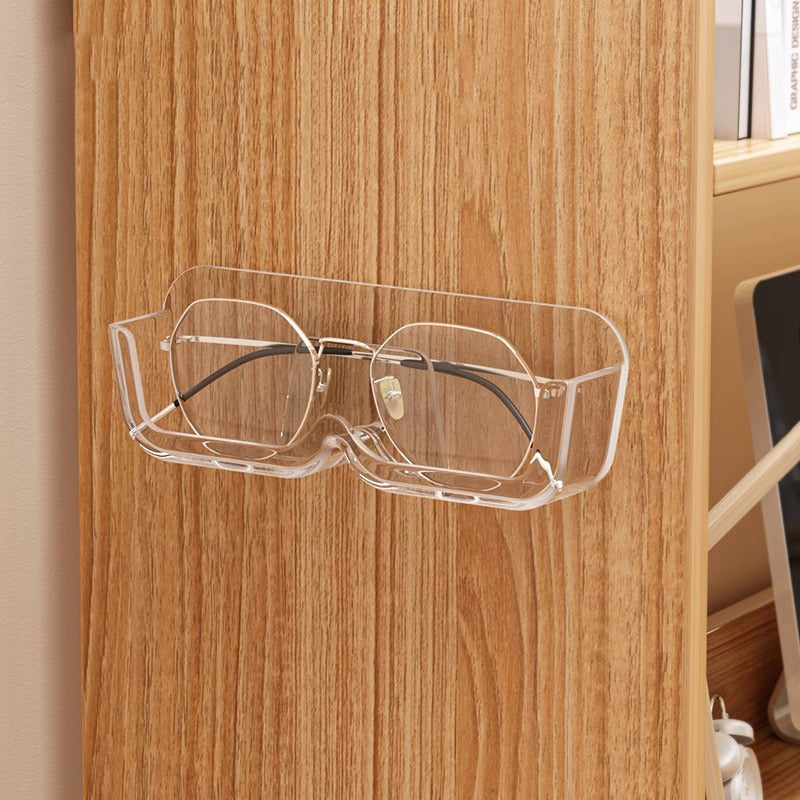 Eyeglasses Holder Stand Wall Mounted Sunglasses Display Case with Adhesive Sticker, No-Drill Display Stand, Floating Sunglasses Rack, Eyewear Case Shelving (White Pack Of 1)