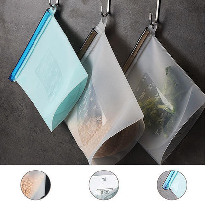 1000ml Silicone Food Bag Reusable Silicon Ziplock Bags Snack Airtight Food Storage Bags for Fridge