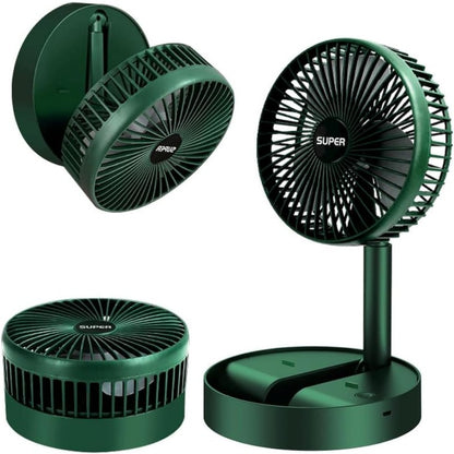 Powerful Rechargeable Desk Fan, Folding Telescopic & Adjustable Height, Small Desk Table Air Fan with Built-in Battery for Travel, Outdoor, Home, Office, Kitchen, Picnic, Kids - Foldable Fan