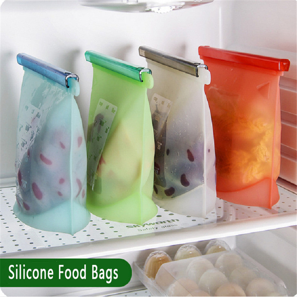 1000ml Silicone Food Bag Reusable Silicon Ziplock Bags Snack Airtight Food Storage Bags for Fridge