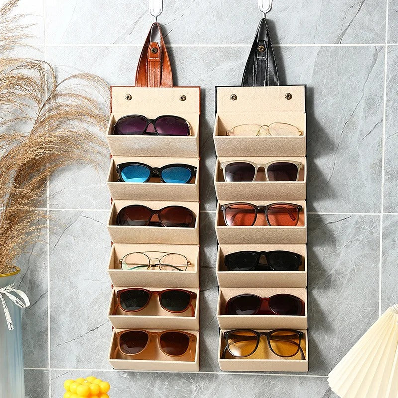 Goggles Organizer Box with 6 Slots, Foldable Sunglasses Case, Travel Goggle Sunglass Organizer, Eyeglasses Display Container Box Holder Spectacles Cases for Women & Men