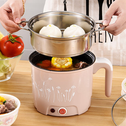 Electric 1.8 Litre Mini Cooker Kettle with Glass Lid Base Concealed Base Cooking Pot Noodle Maker Egg Boiler hot Pot Vegetable and Rice & Pasta PorridgeTravel Cookers and Steamer