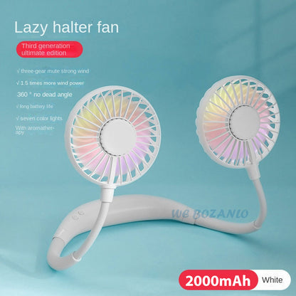 Neck Fan,Portable Neck Fans Rechargeable Personal Fans For Your Neck Wearable Fan Neck Air Conditioner Cooling Neck Fan With 360 Degree Rotation 2000mAh For Travel Sports