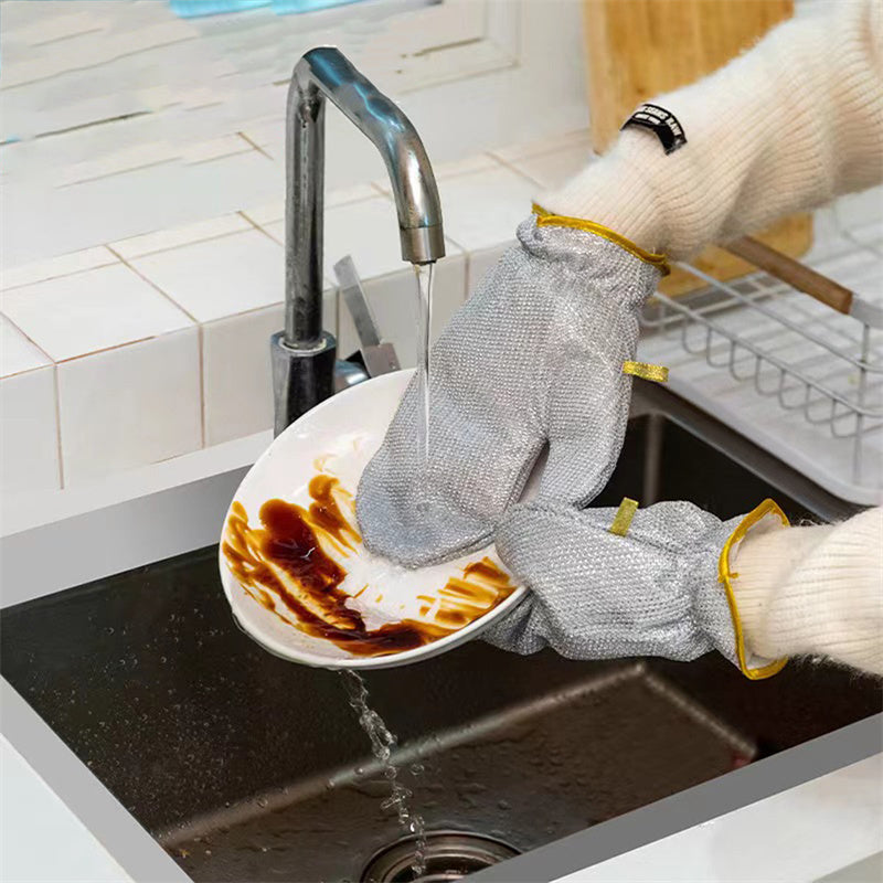 Gloves Magic Silicone Dish Washing Gloves, Silicon Cleaning Gloves, Silicon Hand Gloves for Kitchen Dishwashing and Pet Grooming, Great for Washing Dish, Car, Bathroom