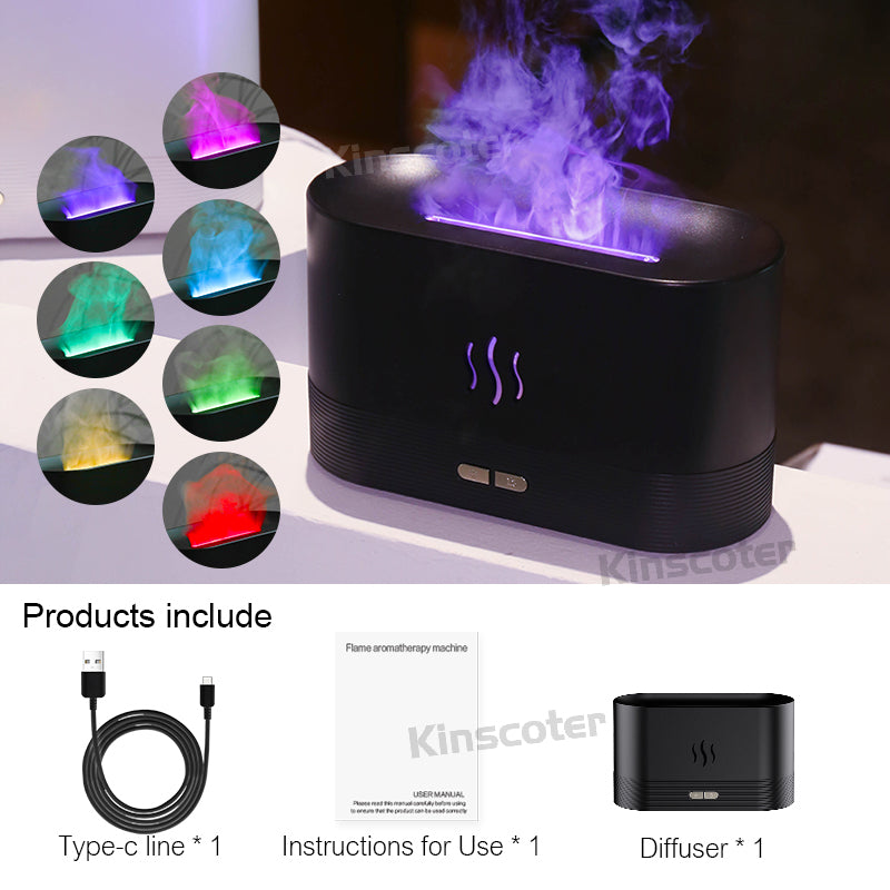 Plastic Flame Humidifier For Room Moisture 7 Colors Light Essential Oil Permitted 180Ml 24Db Air Humidifier For Bedroom With Ultrasonic Cool Mist Car Desktop Office Humidifier