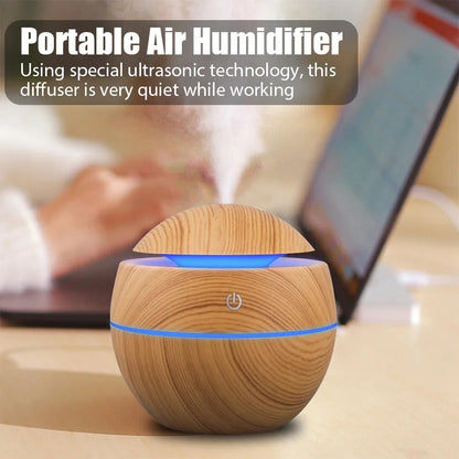 Magic Cup Cool Mist Humidifiers Essential Oil Diffuser Aroma Air Humidifier with Led Night Light Colorful Change for Car, Office, Babies, home, air humidifier for room (DARK WOODEN)