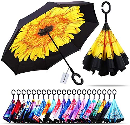 C-Shaped Handle for Women and Men Folding Umbrella