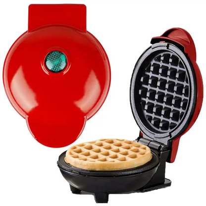 Mini Waffle Maker Belgian Waffle Maker Small Classic Waffle Maker for Children's Birthdays, Family Parties, Easter or Christmas, Cute and Compact Design, 550 Watts, Red