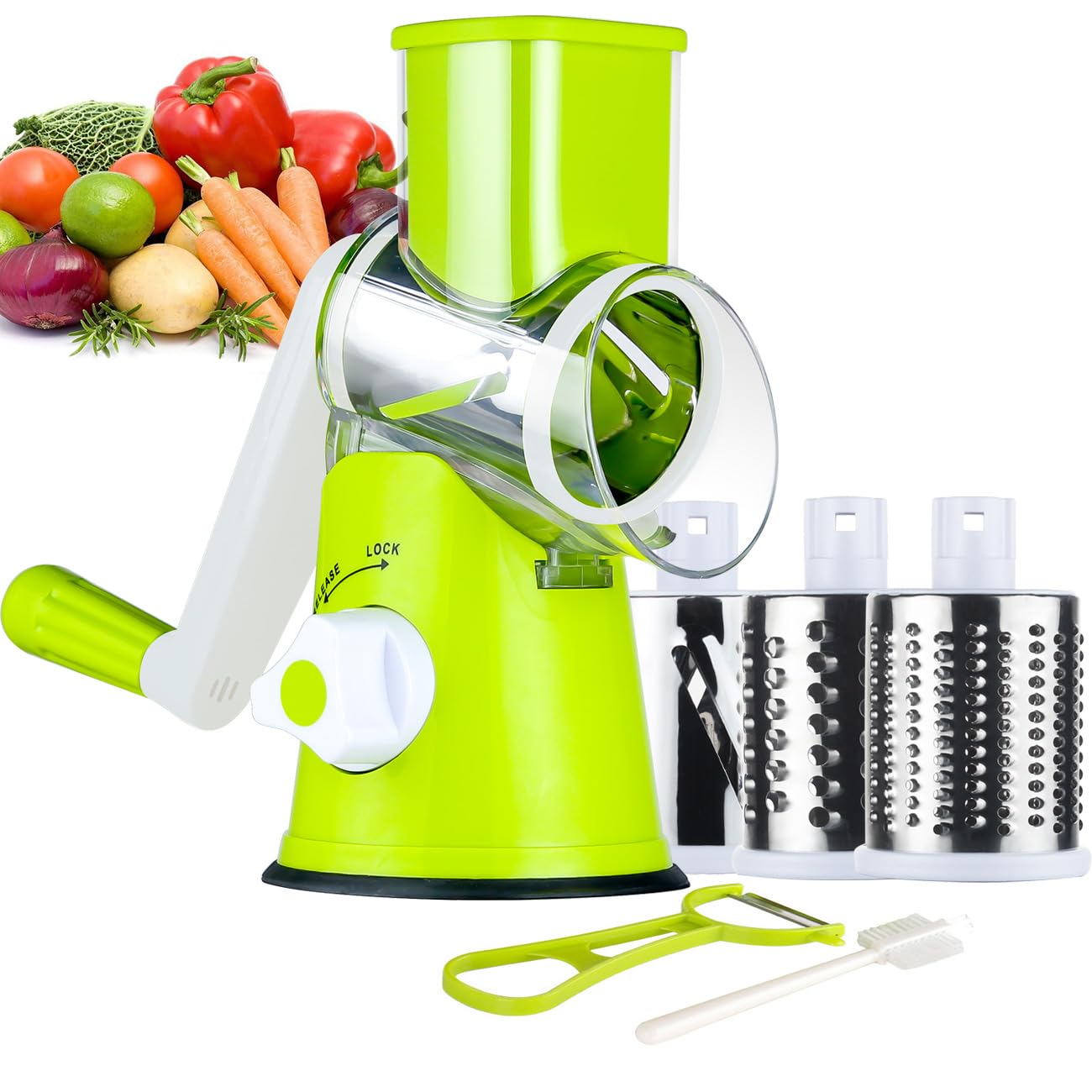 Kitchen 4 in 1 Multi-Functional Rotary Vegetable Cutter, Shredder, Grater & Slicer - Slicer Dicer with high Speed Rotary Cylinder